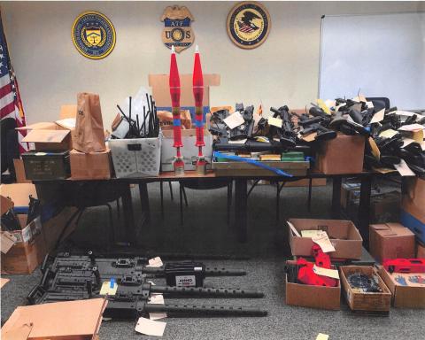 A stash of weapons found at the residence of Dustin and Greg Eward was siezed by authorities during their investigation. (COURTESY)