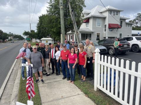 Volunteers with the ‘Crosses for Our Community’ project installed more than 330 crosses and flags along South Ohio Avenue on Monday for the Memorial Day holiday to honor veterans. (COURTESY)