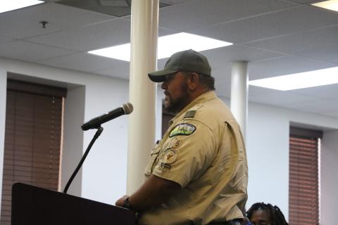 Scoutmaster Tom Mullins, a U.S. Navy veteran, said the pier would mean a lot to veterans. (MORGAN MCMULLEN/Lake City Reporter)