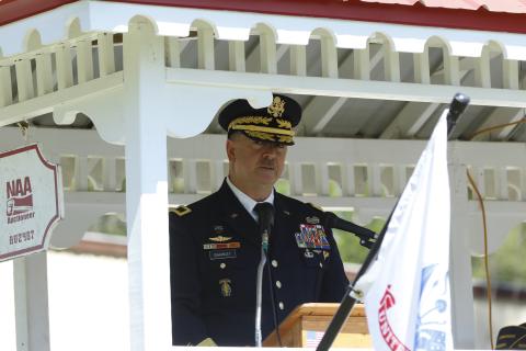 Retired Brigadier General Paul ‘Trey’ Chauncey III speaks at a Memorial Day ceremony Monday. (JAMIE WACHTER/Lake City Reporter)