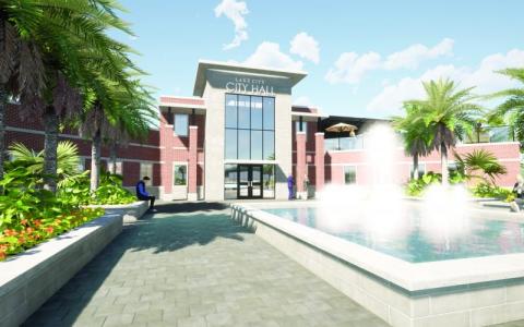 An artist’s rendering of the new Lake City Hall. Interim City Manager Paul Dyal said he plans to pitch a new city headquarters during the city council’s budget workshop on Monday. (COURTESY)