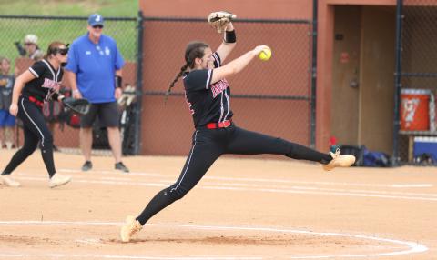 Fort White pitcher Kadence Compton throws against Jay during the Class 1A state championship at Legend Way Ballfields on May 25 in Clermont. (MORGAN MCMULLEN/Lake City Reporter)