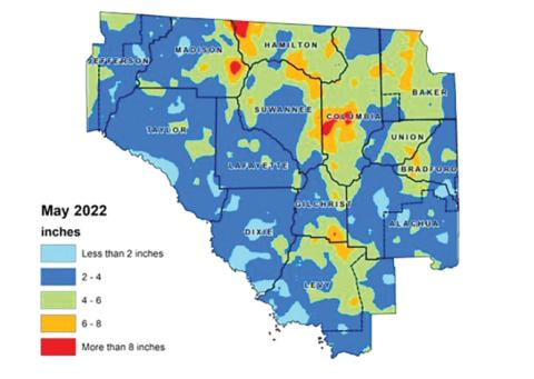 The Suwannee River Water Management District’s 15-county area received more rain in May than its historical average for the month. (COURTESY/Suwannee River Water Management District)