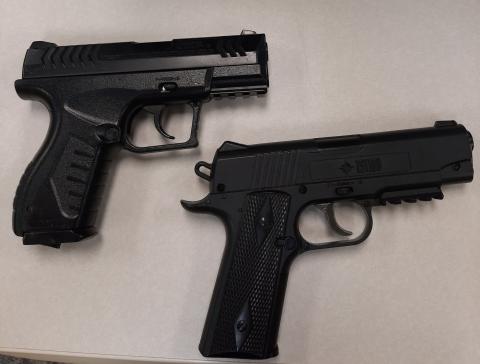 The Columbia County Sheriff’s Office posted this photo of a pair of airsoft guns used in separate incidents to its Facebook page while asking for parents to supervise playtime with the toys. (COURTESY CCSO)