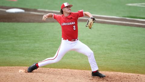 Louisiana-Lafayette pitcher Bo Bonds throws in a game this past season. (COURTESY OF LOUISIANA-LAFAYETTE ATHLETICS)