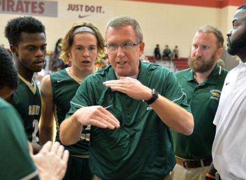 Dave Ruemenapp, pictured above during his time as Saint Stephen’s Episcopal’s boys basketball coach, brings most of his coaching experience to Columbia’s golf team from his time on the hardwood. (MIKE LANG/Herald-Tribune)