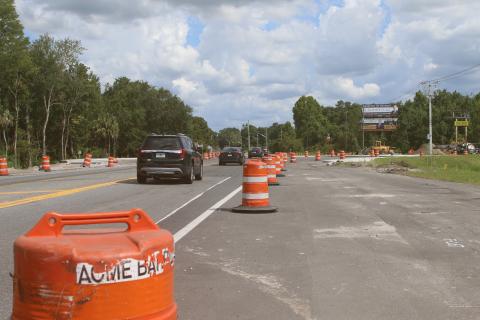 While construction continues at the U.S. Highway 41 and Bascom Norris Drive intersection, traffic will begin using a roundabout pattern today, according to the Florida Department of Transportation. (TONY BRITT/Lake City Reporter)