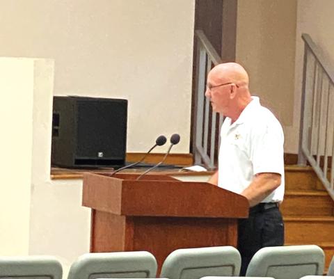 Columbia County Fire Chief Jeff Crawford speaks during Thursday’s budget workshop. (TODD WILSON/Lake City Reporter)