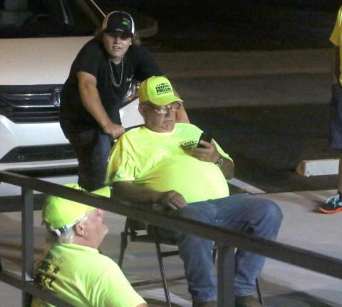 Everett Phillips watches the votes come in on his phone as he was elected to the County Commission. (MORGAN MCMULLEN/Lake City Reporter)