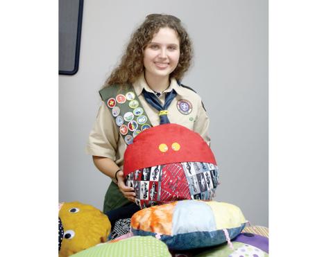 Skylar Beichner’s ladybug-shaped pillow project benefitting the Guardian ad Litem program has her on the doorstep of becoming Columbia County’s first female Eagle Scout. (TONY BRITT/Lake City Reporter)