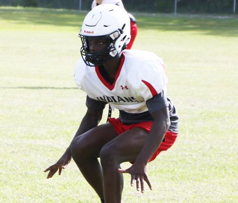 Fort White defensive back Najeeb Smith pedals back in coverage during Wednesday’s practice. (MORGAN MCMULLEN/Lake City Reporter)