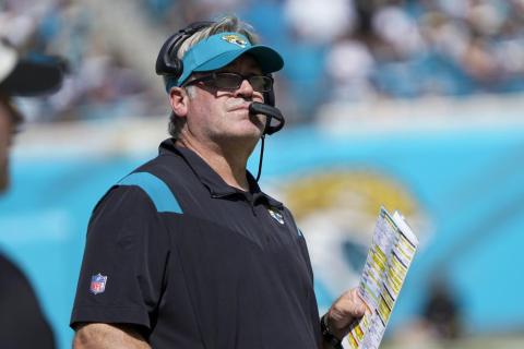 Jacksonville Jaguars head coach Doug Pederson watches against the Houston Texans during Sunday's game in Jacksonville. (JOHN RAOUX/Associated Press)