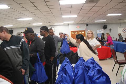 Veterans who attended the Veterans Stand Down event Wednesday received bags of toiletries. (TONY BRITT/Lake City Reporter)