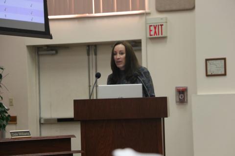 Dr. Molly White with Your ER Solutions discusses their plans with the Lake Shore Hospital Authority board Tuesday. (MORGAN MCMULLEN/Lake City Reporter)