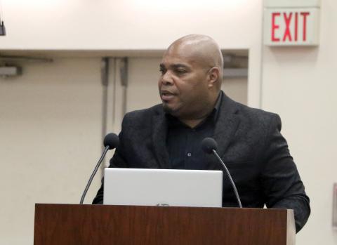 Mike Peacock speaks to the Lake Shore Hospital Authority board Tuesday before it rejected his proposal. (MORGAN MCMULLEN/Lake City Reporter)
