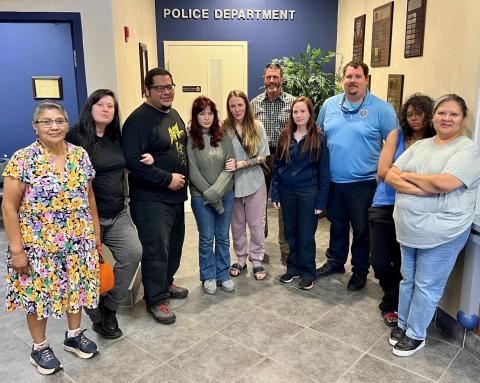 The family of two runaway Oklahoma teens thanked officers at the Lake City Police Department  for their role in locating the teens in Gainesville. (COURTESY)