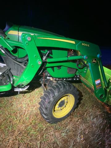 The John Deere tractor that was stolen, damaged and then abandoned in southeastern Suwannee County early Thursday morning. (COURTESY SUWANNEE COUNTY SHERIFF'S OFFICE)