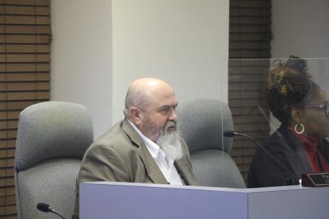 Lake City Manager Paul Dyal speaks during Wednesday’s special meeting on HAECO’s lease. (MORGAN MCMULLEN/Lake City Reporter)