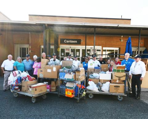 Members of the Hahira Mayor’s Motorcade brought donations to the Lake City VA Medical Center from Georgia on Friday. (KENNETH ADAMS/Special to the Reporter)