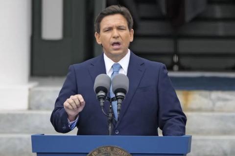 Florida Gov. Ron DeSantis speaks after being sworn in to begin his second term during an inauguration ceremony outside the Old Capitol on Jan. 3 in Tallahassee. (AP FILE)