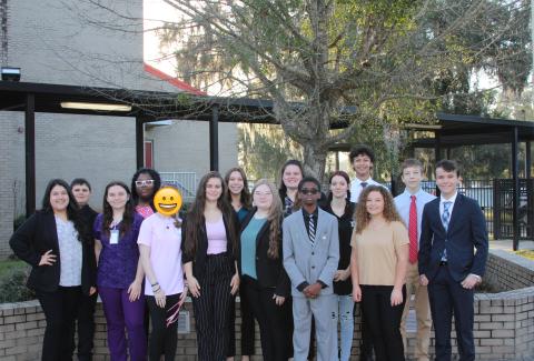 Lafayette High School FBLA members show off their business attire during Work Wednesday for FBLA Week. (COURTESY)