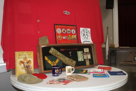 Boy Scouts Troop 85 memorabilia is on display at the First Presbyterian Church in Lake City for National Boy Scout Sunday, which is this weekend. Lake City’s historic troop is celebrating its centennial as part of the national celebration of scouting. (TONY BRITT/Lake City Reporter)