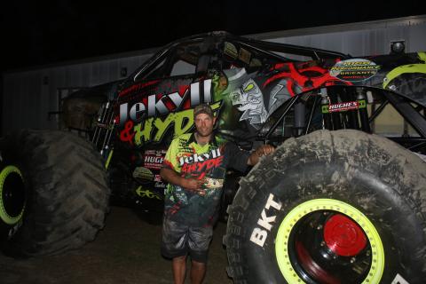 Rob Poutre, driver of the Jekyll & Hyde monster truck, displays the truck after preparing it for Saturday’s 2xtreme Monster Truck live event, featuring freestyle monster trucks and motorcyclists. The event will take place at North Florida Speedway, 287 Race Track Road. (TONY BRITT/Lake City Reporter)