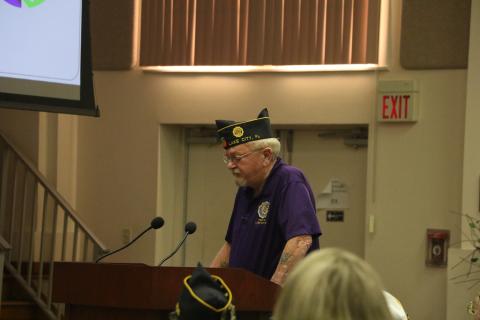 William Huggins with the American Legion Post 57 talked briefly with the commissioners about the ordinance granted them use of gaming devices. (MORGAN MCMULLEN/Lake City Reporter)