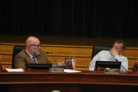 County Attorney Joel Foreman (left) stressed the importance of threats of penalties for people not obtaining necessary special use permits. (MORGAN MCMULLEN/Lake City Reporter)