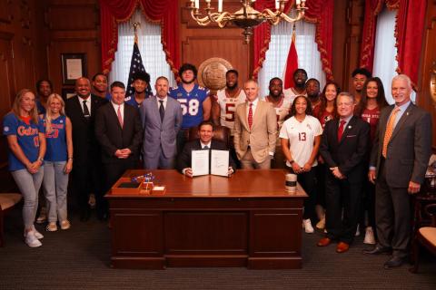 Florida Gov. Ron DeSantis amended the state’s NIL law on Thursday in Tallahassee (Executive Office of the Governor)