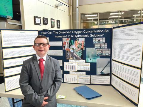 Fort White Middle School’s Cyler Robinson won the top junior division project award for his ‘How Can the Dissolved Oxygen Concentration Be Increased In A Hydroponic Solution?’. (COURTESY)