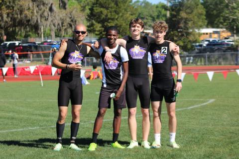 Columbia's 4x800 victorious squad of Jose Rodriguez, LaWarren Newton, Jacob McLeod and Nathan Matsubara. (COURTESY)