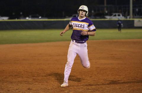 Columbia’s Josh Fernald runs to third base against Bartram Trail on Feb. 22. (BRENT KUYKENDALL/Lake City Reporter)