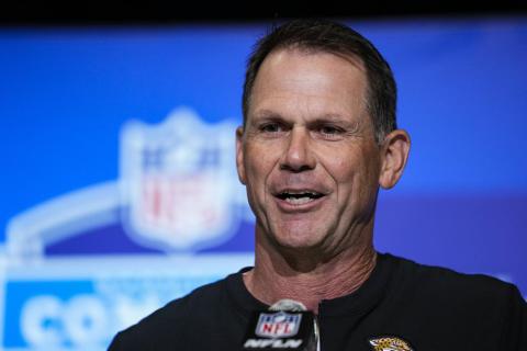 Jacksonville Jaguars general manager Trent Baalke speaks at the NFL scouting combine on Feb. 28 in Indianapolis. (MICHAEL CONROY/Associated Press)