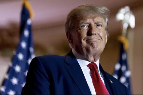 Former President Donald Trump announces he is running for president for the third time as he smiles while speaking at Mar-a-Lago on Nov. 15, 2022, Palm Beach. (AP FILE)