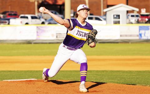 Columbia pitcher Josh Fernald pitches against Valdosta on Thursday night. (BRENT KUYKENDALL/Lake City Reporter)
