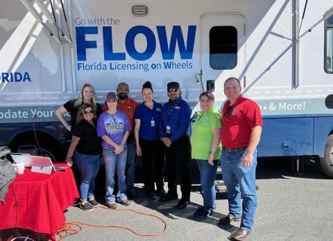 Columbia County Tax Collector Kyle Keen (right) and staff were working the Florida Licensing on Wheels mobile clinic at Saturday’s driver’s license reinstatement event. (COURTESY)