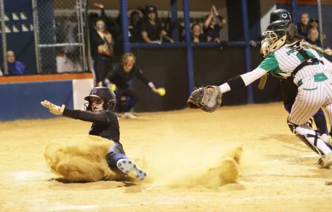 Branford’s Madyson Sikes scores the game-winning run against Suwannee on Tuesday night. (PAUL BUCHANAN/Special to the Reporter)
