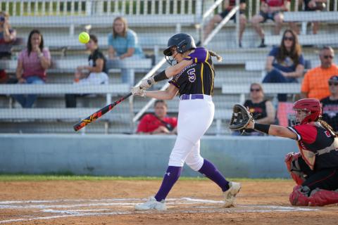 Columbia's McKenna O'Sullivan makes contact with a pitch against Middleburg last Friday. (BRENT KUYKENDALL/Lake City Reporter)