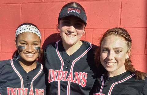 Fort White seniors Ciara Byrd (from left), Harlee Mills and Madison Brown were honored for Senior Night during Friday’s game against Eastside. (CONCEPCION LEDEZMA/Special to the Reporter)