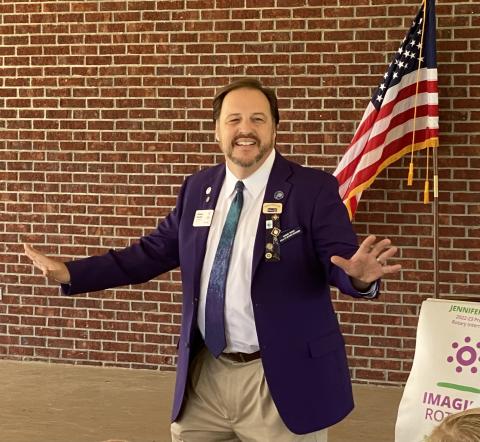 Rotary District Governor Dan Sulger of Navarre speaks to the Rotary Club of Lake City on Thursday at Darby Pavilion prior to a special event dedication. (TODD WILSON/Lake City Reporter)