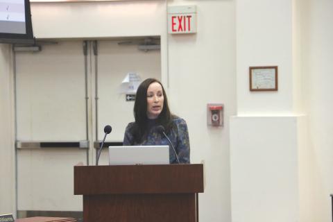 Dr. Molly White addresses the Lake Shore Hospital Authority during a Nov. 1 meeting. (FILE)