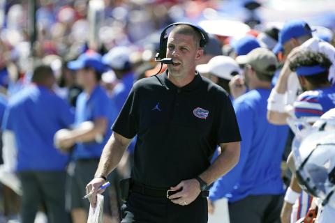 Florida football coach Billy Napier paces the sidelines during a game against Missouri on Oct. 8, 2022, in Gainesville. Florida Victorious formally launched on Tuesday with hopes of raising money to fund NIL deals for student-athletes — and ultimately help the Gators get back to national prominence in football and men’s basketball. (JOHN RAOUX/AP File)