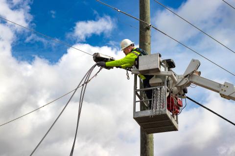 Crews with Suwannee Valley Electric Cooperative’s Rapid Fiber Internet have begun stringing fiber lines along the co-op’s network. (COURTESY)