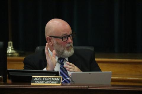 County Attorney Joel Foreman discusses Columbia County’s potential response to Florida PACE Funding Authority’s actions to provide residential PACE loans in the county without approval. (JAMIE WACHTER/Lake City Reporter)