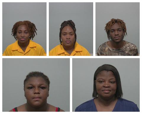 Da'niya Fluellen (top left, clockwise), Da'yani Fluellen, Charles Smith, Mikhya Hendon and Lakesia Hendon.