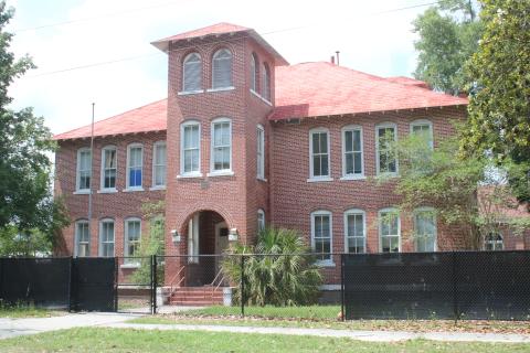‘The Fort,’ the historic Fort White Elementary School building, will be surplused by the Columbia County School District next summer. The Columbia County Commission will discuss its interest in the building Thursday. (TONY BRITT/Lake City Reporter)