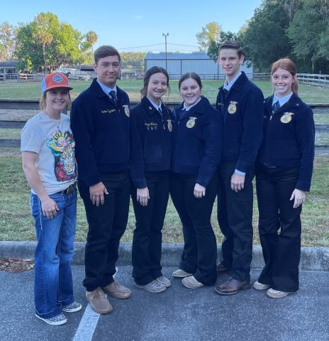 The Lafayette FFA Livestock Evaluation team finished eighth in the state. Team members include Advisor Tori Lyons (from left), Carter Higginbothom, Sidney Wimberley, Delaney Deadwyler, Peyton Ditter and Savanna King. (COURTESY)