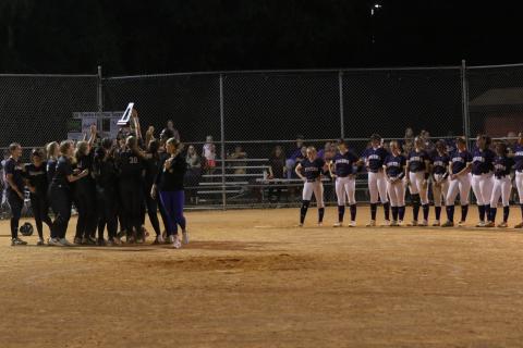 Columbia players look on as Ridgeview celebrates with the District 2-5A trophy on Thursday night. (MORGAN MCMULLEN/Lake City Reporter)