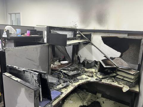 An office fire at I-75 Toyota on Monday evening was mostly extinguished by employees before firefighters arrived. The fire was believed to have been sparked by an overheated surge protector. (COURTESY LAKE CITY FIRE DEPARTMENT)